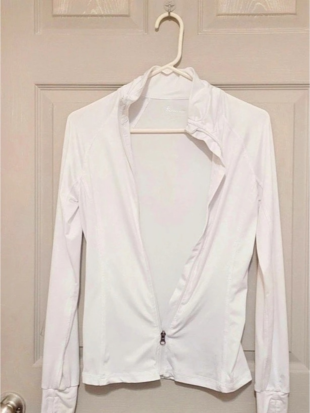 Activewear White Full-Zip Athletic Top Size Small